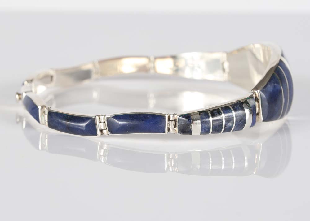 Sterling Silver Bracelet with Sodalite Inlay