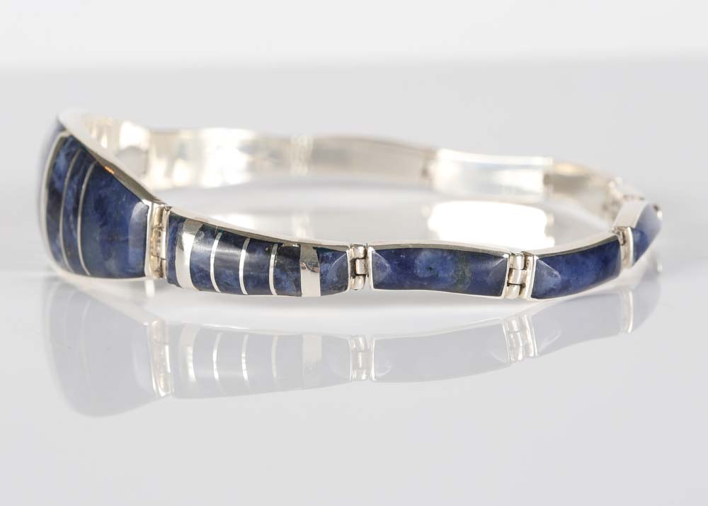 Sterling Silver Bracelet with Sodalite Inlay