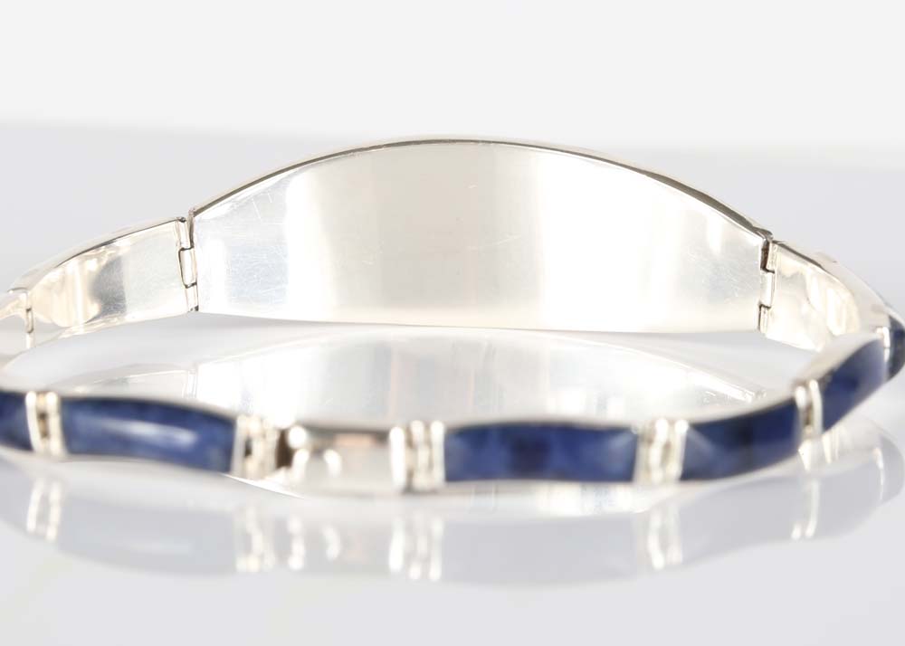 Sterling Silver Bracelet with Sodalite Inlay