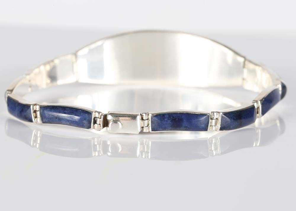 Sterling Silver Bracelet with Sodalite Inlay