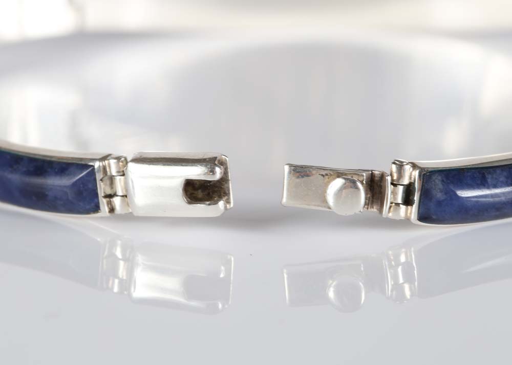 Sterling Silver Bracelet with Sodalite Inlay
