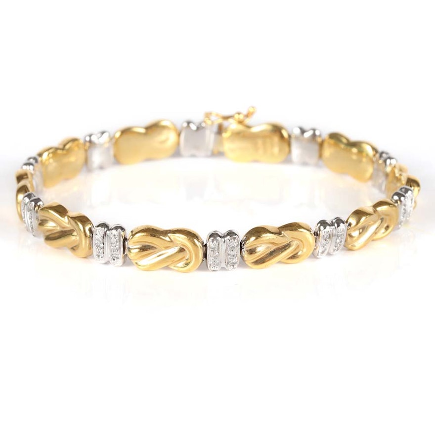 18K Yellow and White Gold Diamond Bracelet