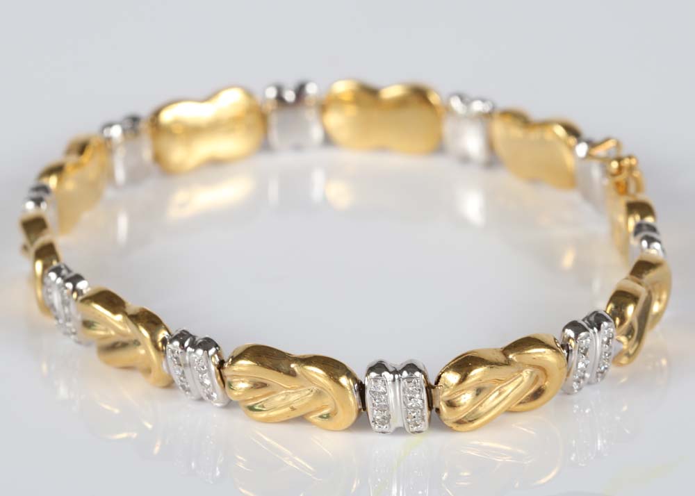 18K Yellow and White Gold Diamond Bracelet