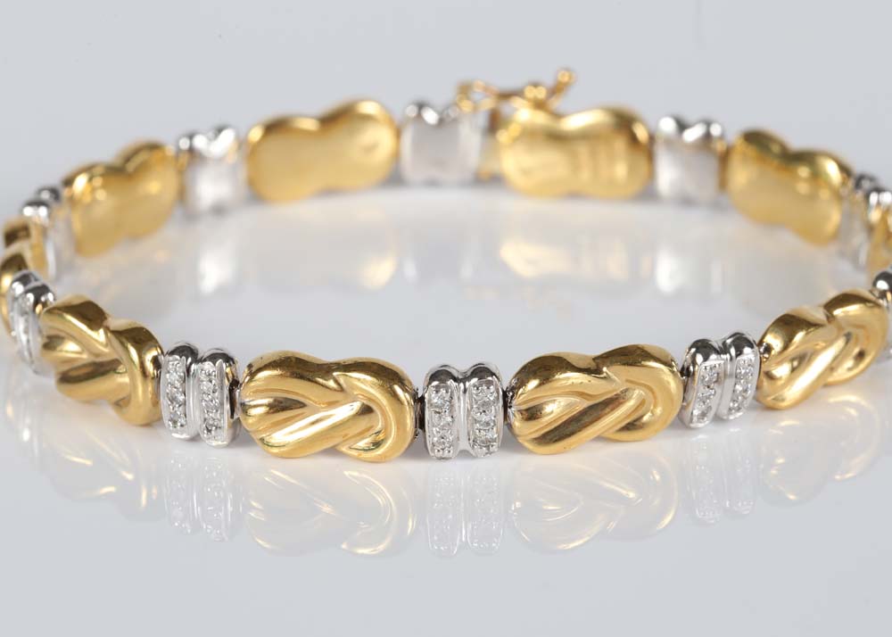 18K Yellow and White Gold Diamond Bracelet