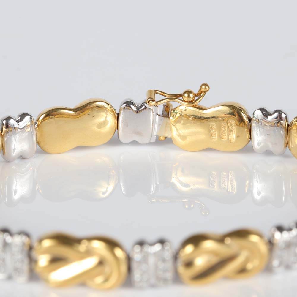 18K Yellow and White Gold Diamond Bracelet