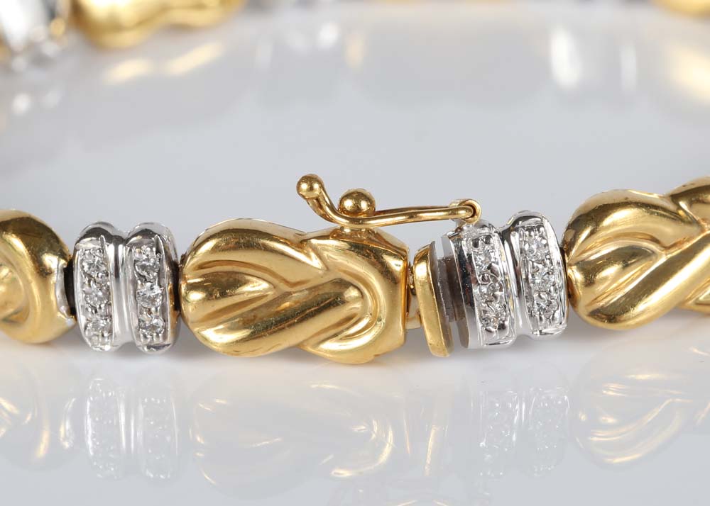 18K Yellow and White Gold Diamond Bracelet