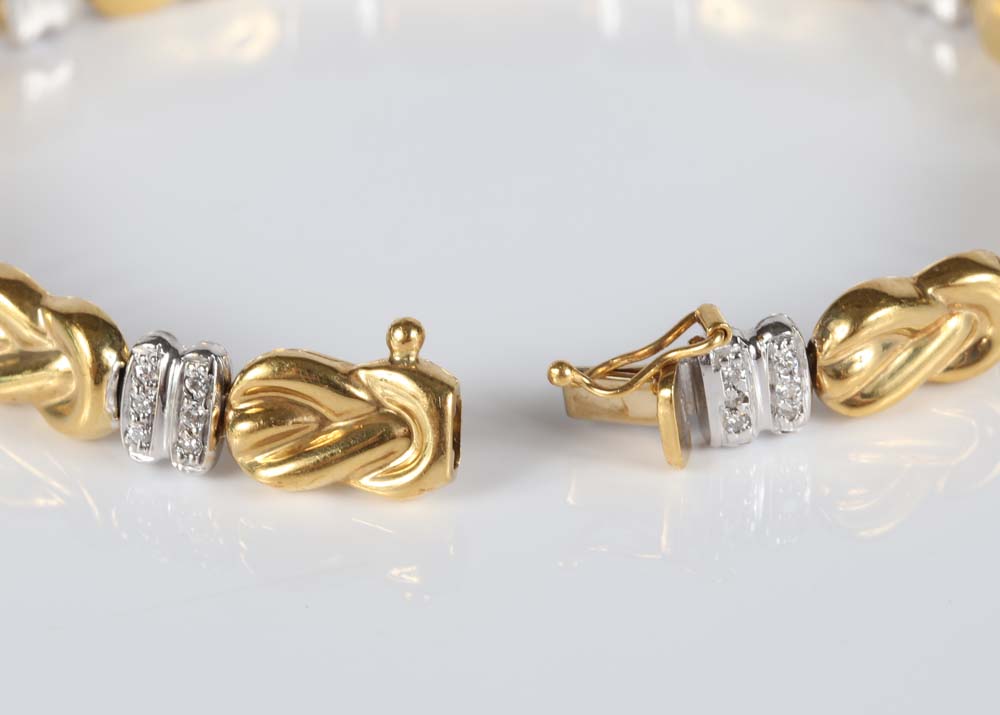 18K Yellow and White Gold Diamond Bracelet
