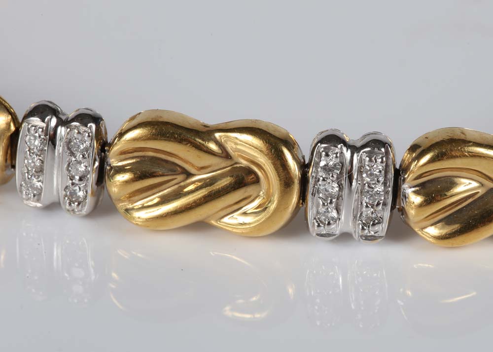 18K Yellow and White Gold Diamond Bracelet