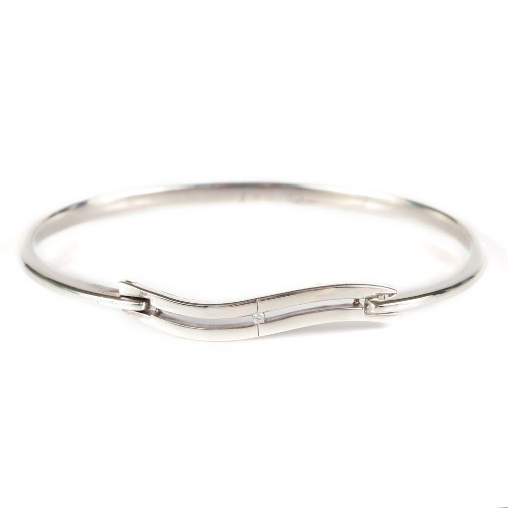Sterling Silver Diamond Bangle Bracelet
