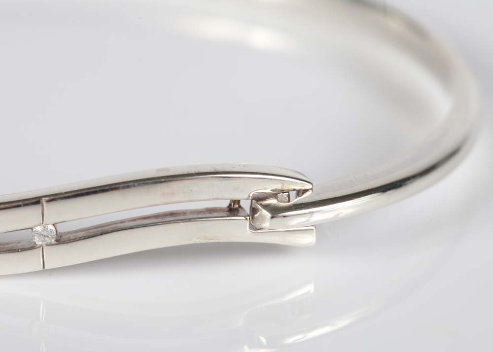 Sterling Silver Diamond Bangle Bracelet