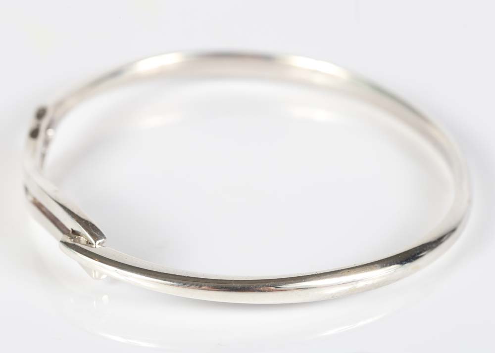 Sterling Silver Diamond Bangle Bracelet