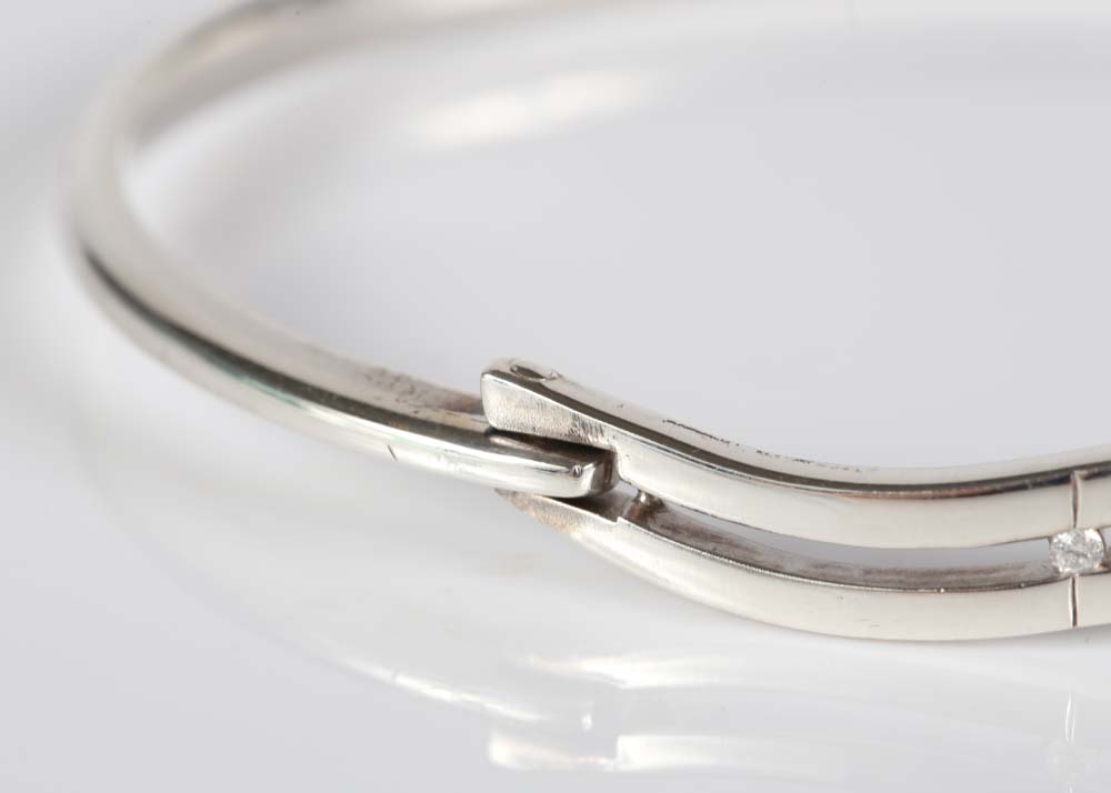 Sterling Silver Diamond Bangle Bracelet
