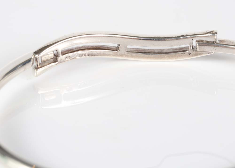 Sterling Silver Diamond Bangle Bracelet