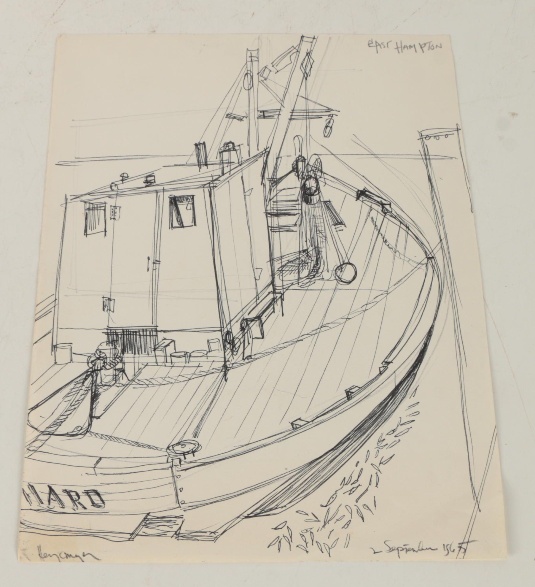 Collection of Ink and Graphite Drawings Featuring Henry C. Meyer