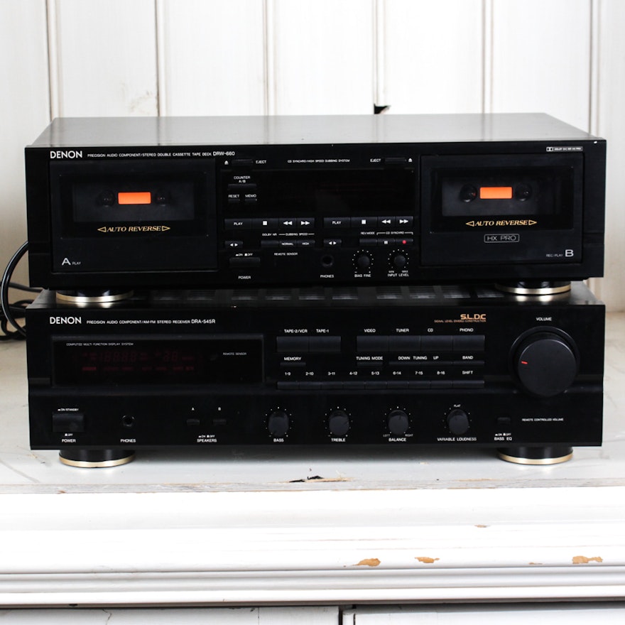 Denon Stereo Receiver and Double Cassette Tape Deck