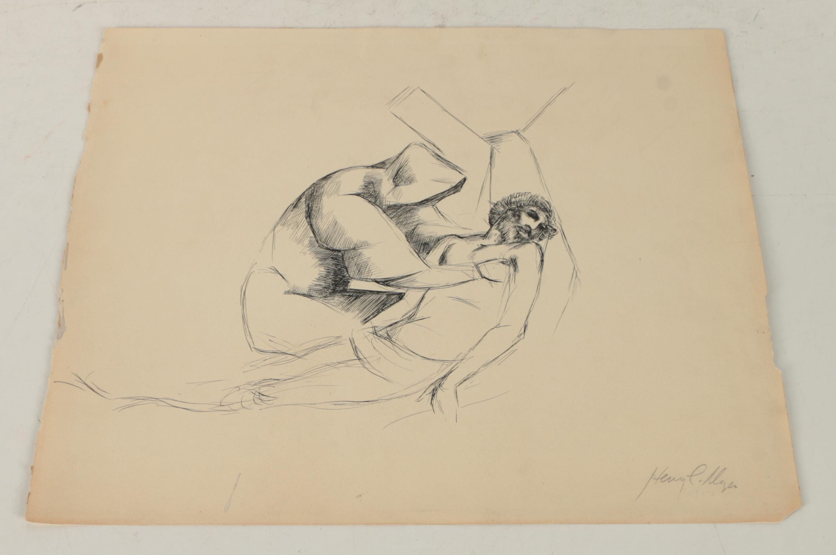 Collection of Ink and Graphite Drawings Featuring Henry C. Meyer