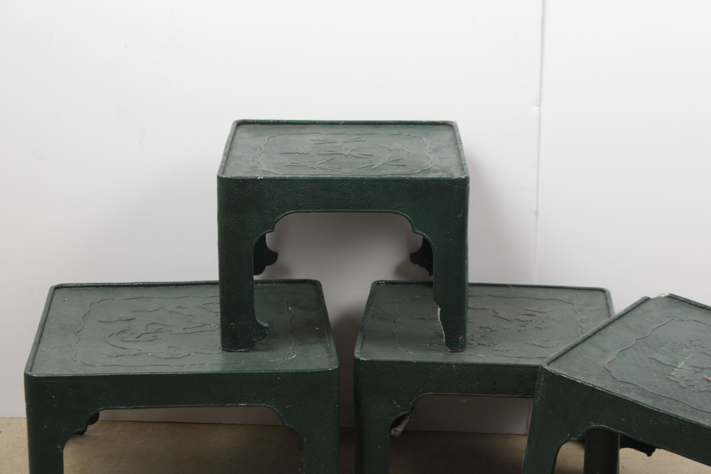 Four Sculpted Resin Chinese Tables