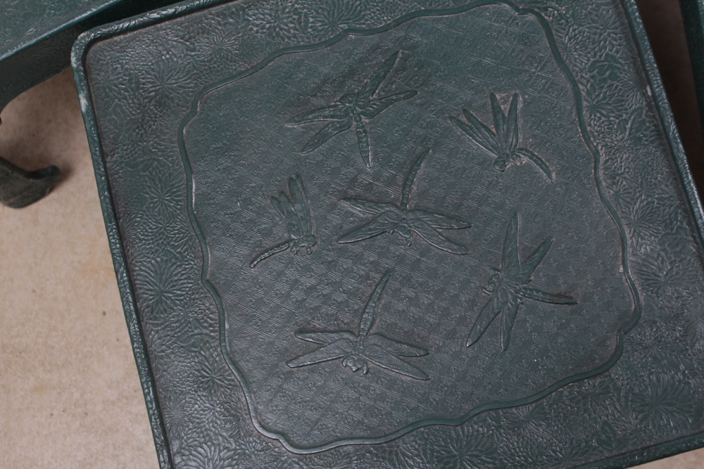 Four Sculpted Resin Chinese Tables