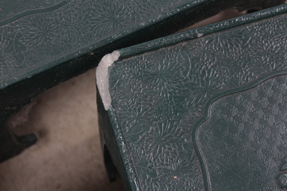 Four Sculpted Resin Chinese Tables