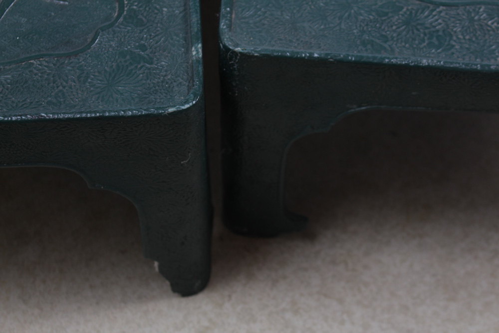 Four Sculpted Resin Chinese Tables