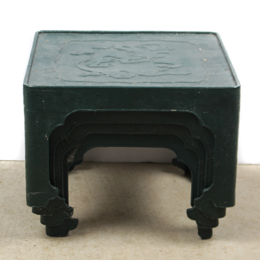 Four Sculpted Resin Chinese Tables