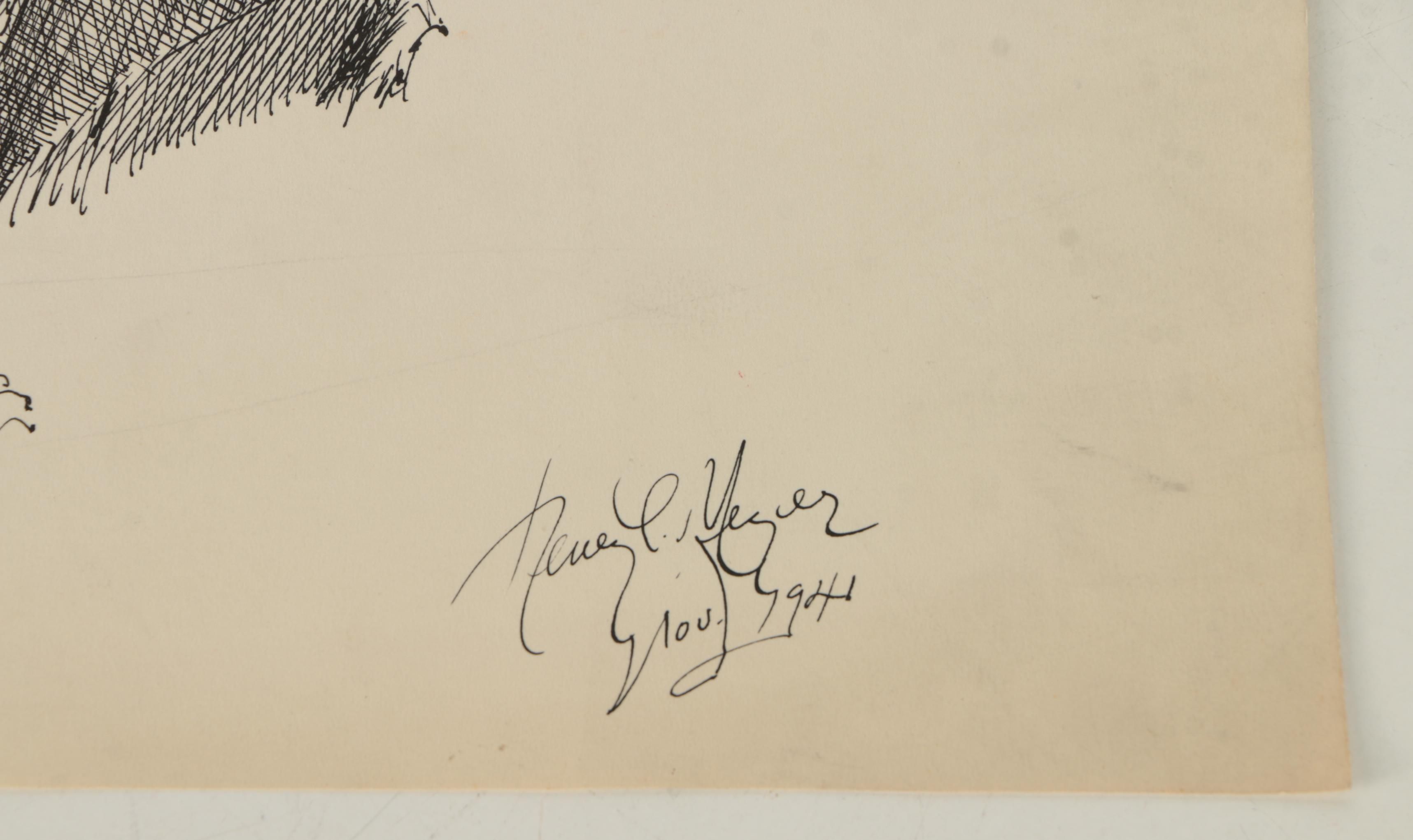 Collection of Ink and Graphite Drawings Featuring Henry C. Meyer