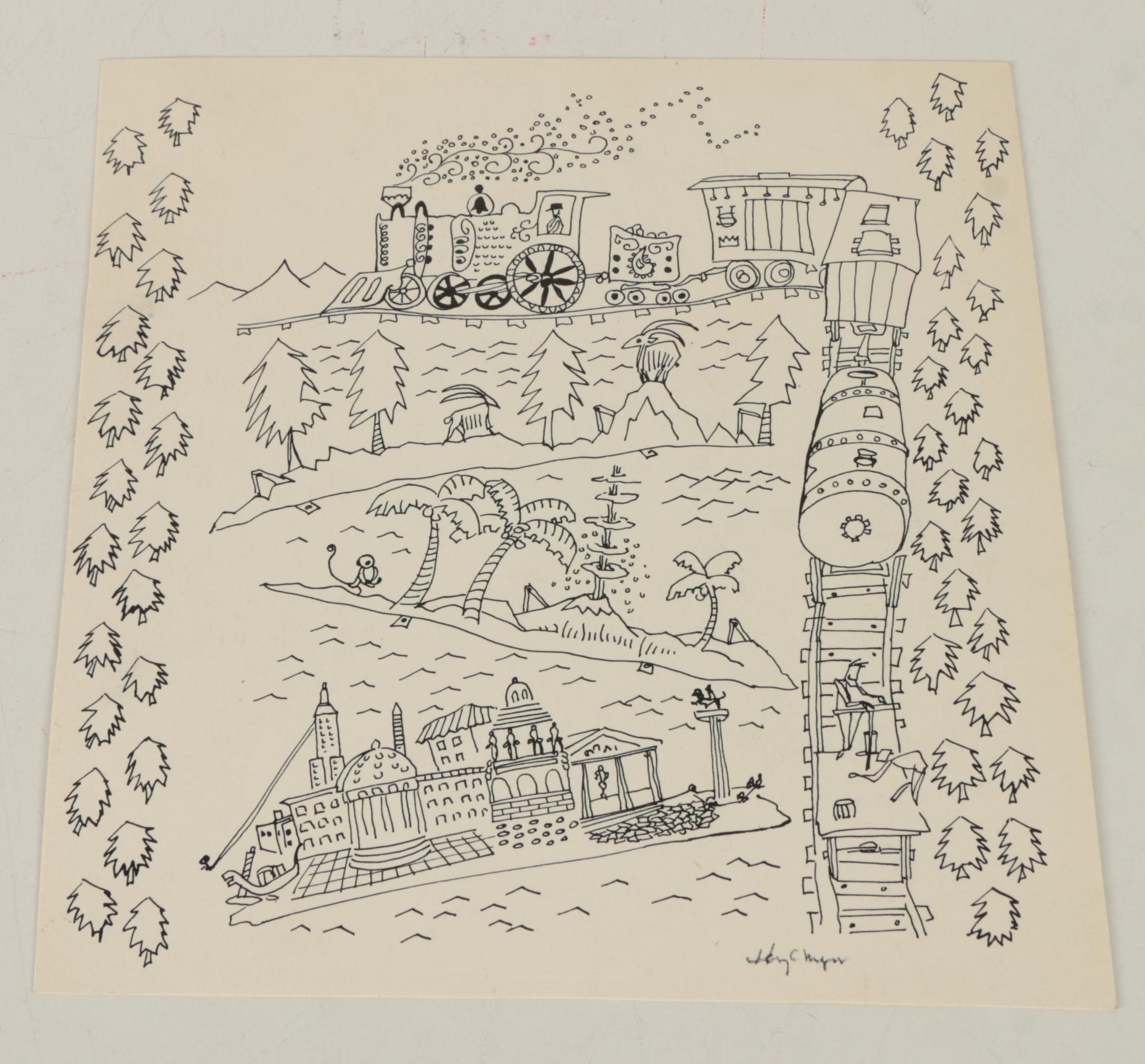 Collection of Ink and Graphite Drawings Featuring Henry C. Meyer