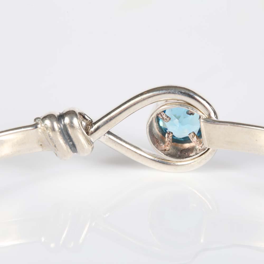 Sterling Silver Blue Topaz Bangle Bracelet