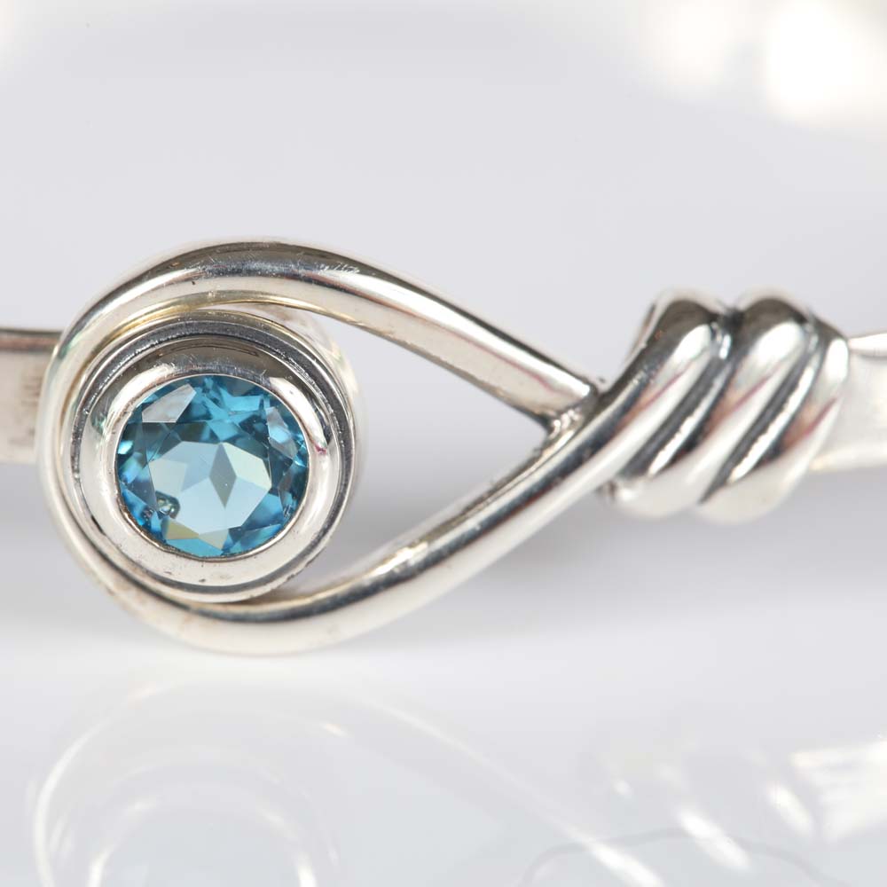 Sterling Silver Blue Topaz Bangle Bracelet