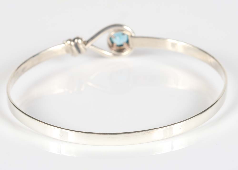 Sterling Silver Blue Topaz Bangle Bracelet
