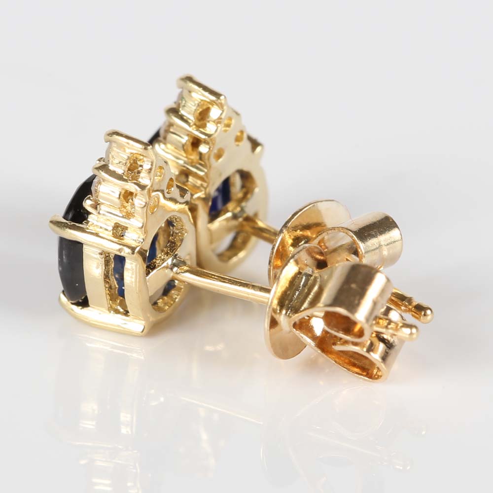 14K Yellow Gold 1.30 CTW Sapphire and Diamond Earrings