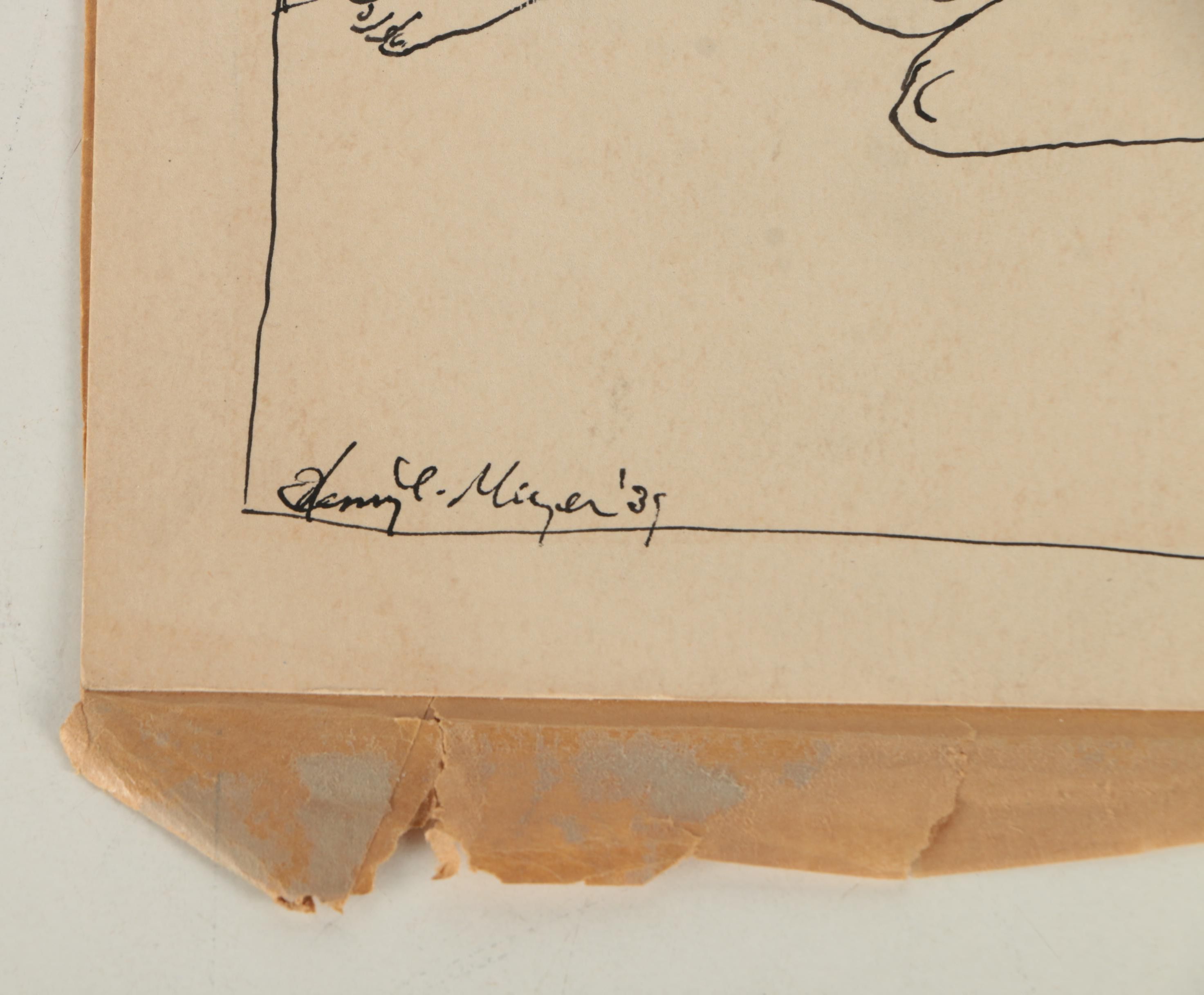 Collection of Ink and Graphite Drawings Featuring Henry C. Meyer