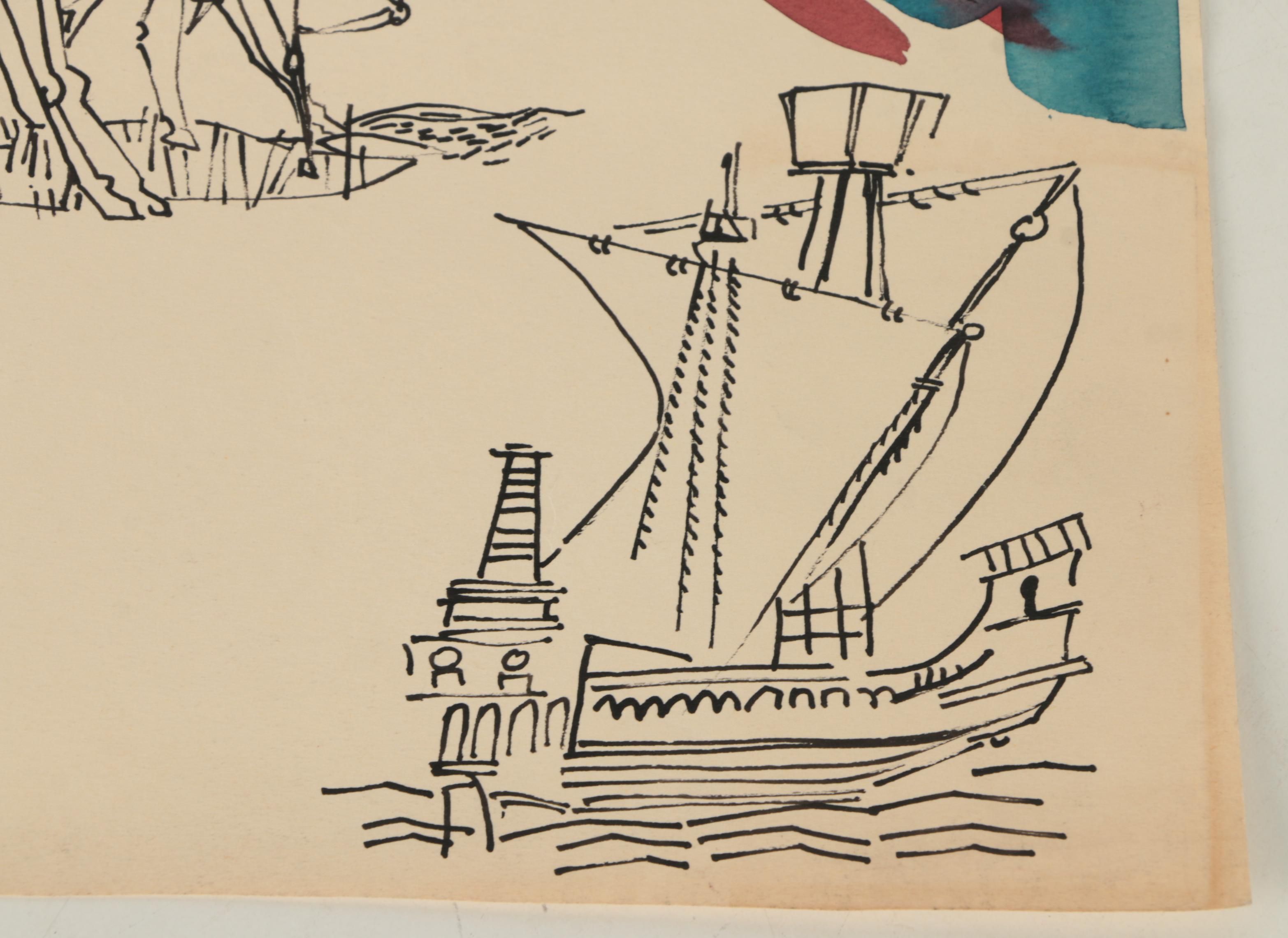 Collection of Ink and Graphite Drawings Featuring Henry C. Meyer