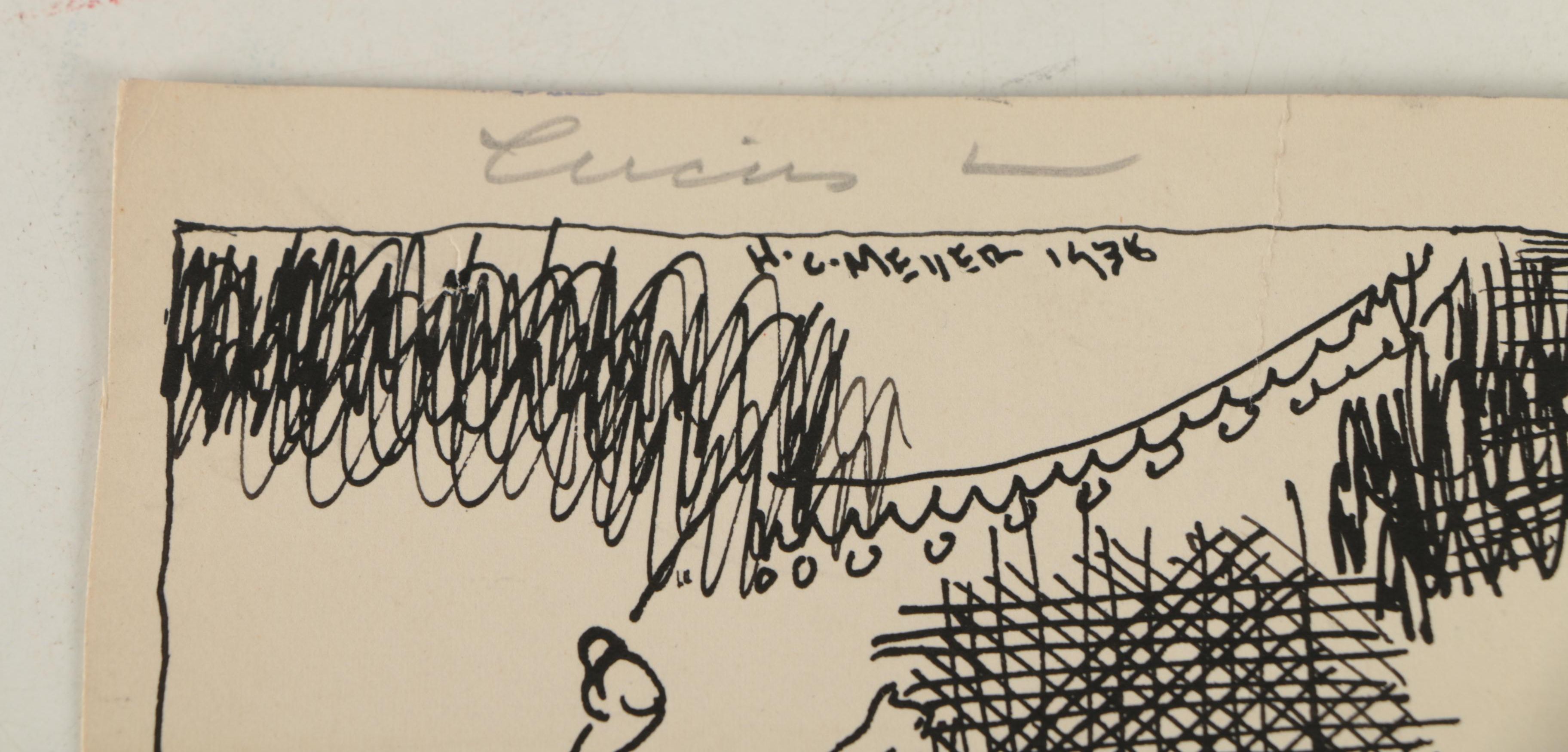 Collection of Ink and Graphite Drawings Featuring Henry C. Meyer