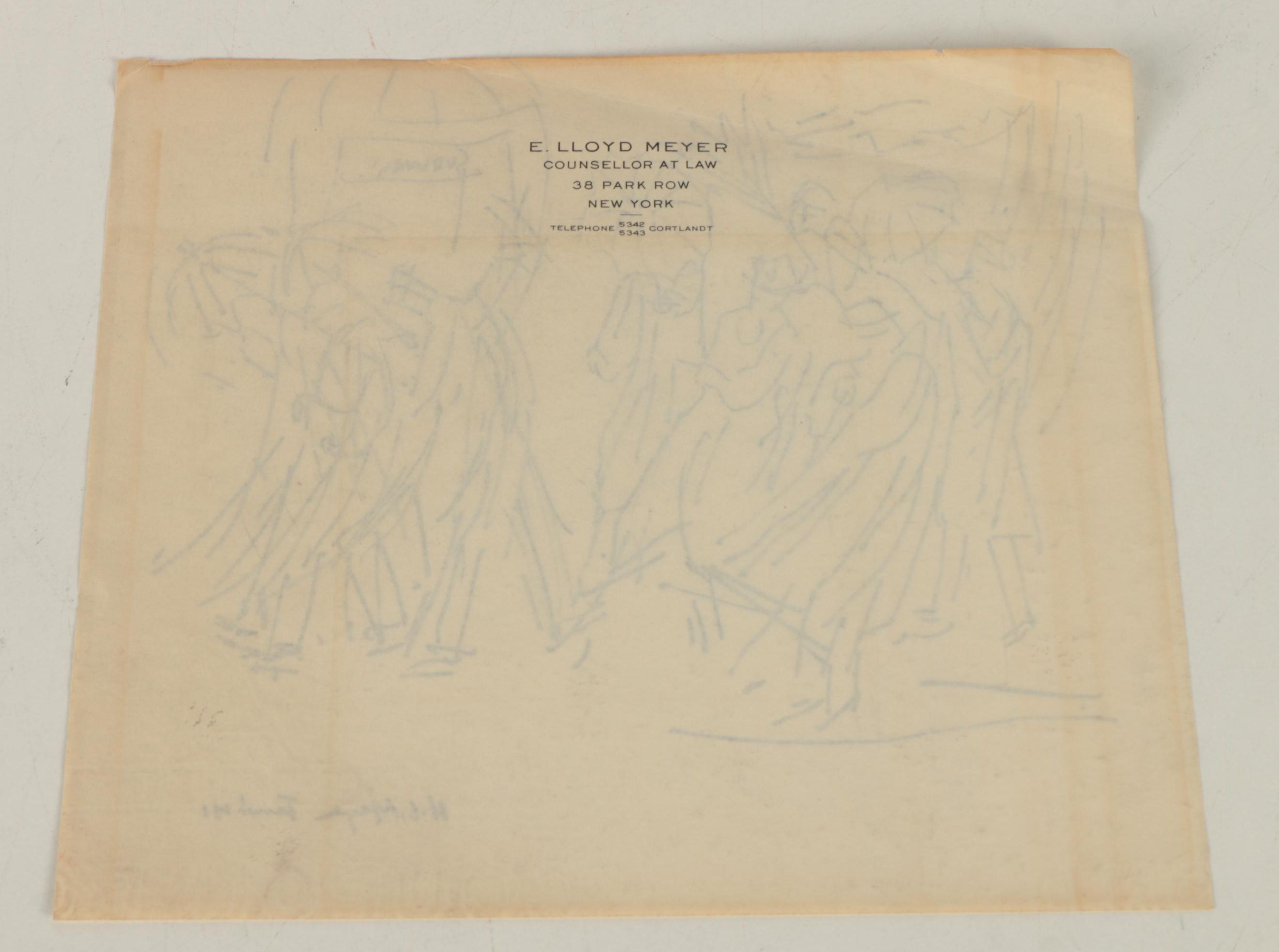 Collection of Ink and Graphite Drawings Featuring Henry C. Meyer