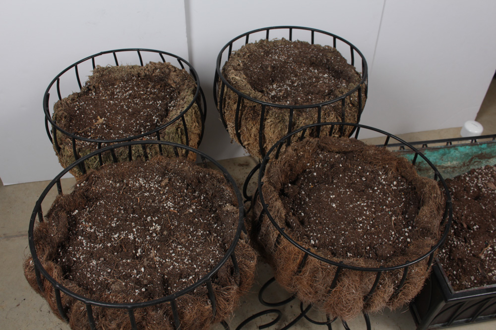 Wrought Iron and Copper Planters