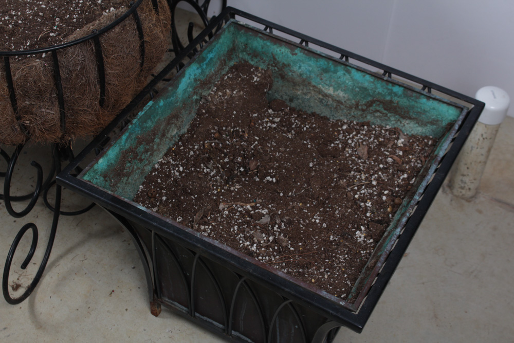 Wrought Iron and Copper Planters