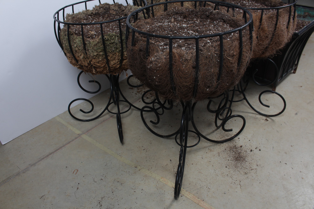 Wrought Iron and Copper Planters