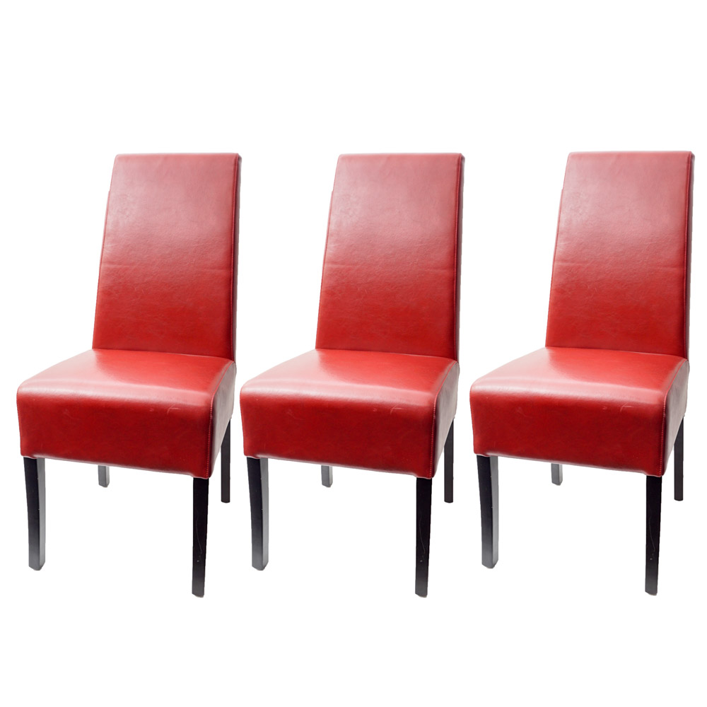 Set of Red Upholstered Chairs