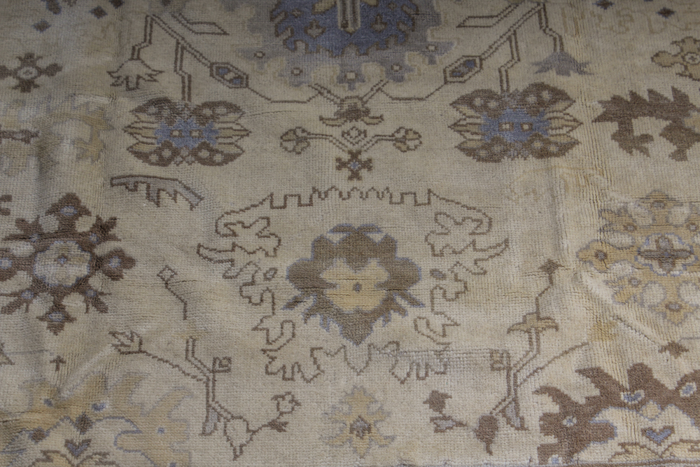 Hand-Knotted Pakistani Oushak Chobi Area Rug