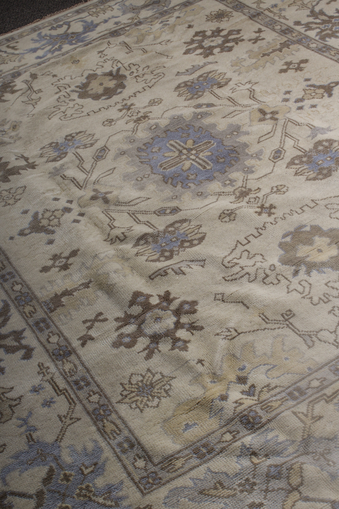 Hand-Knotted Pakistani Oushak Chobi Area Rug