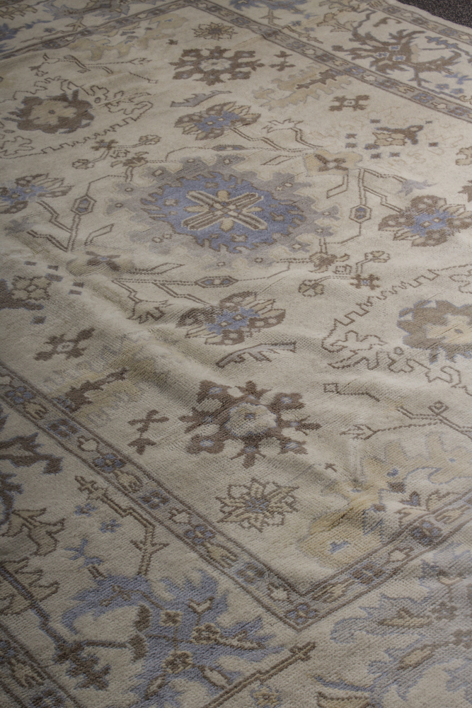 Hand-Knotted Pakistani Oushak Chobi Area Rug