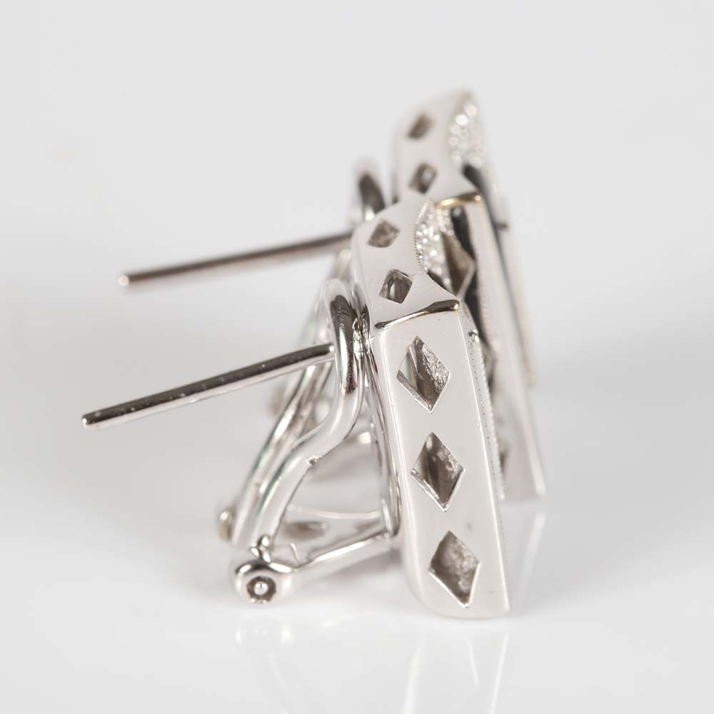 14K White Gold Diamond and Black Onyx Earrings