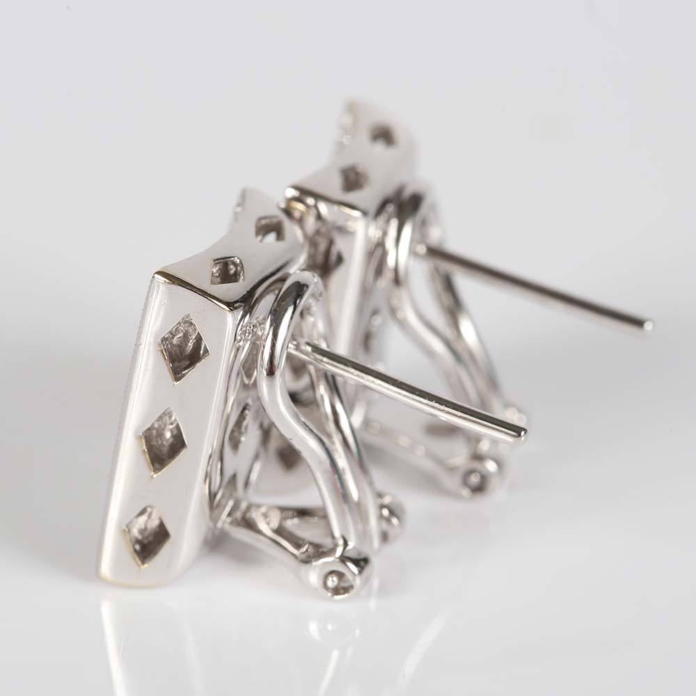 14K White Gold Diamond and Black Onyx Earrings