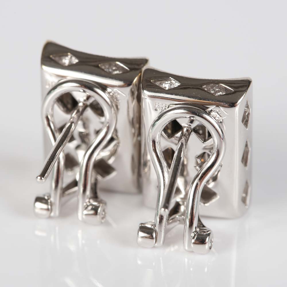 14K White Gold Diamond and Black Onyx Earrings