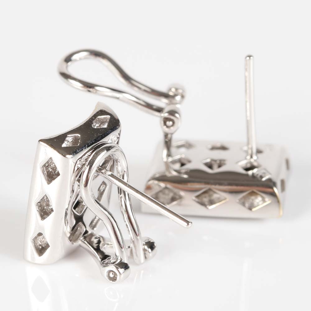 14K White Gold Diamond and Black Onyx Earrings