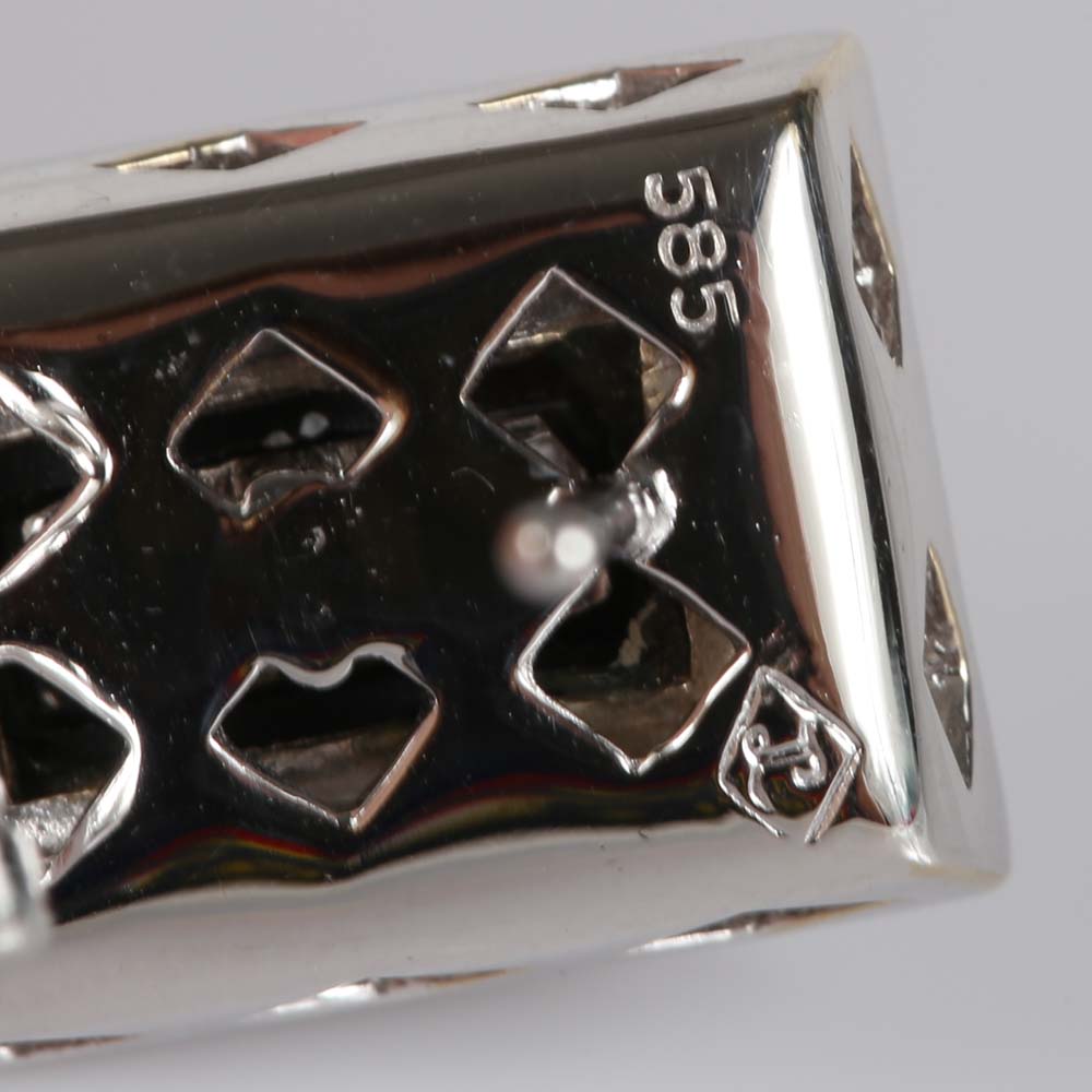 14K White Gold Diamond and Black Onyx Earrings