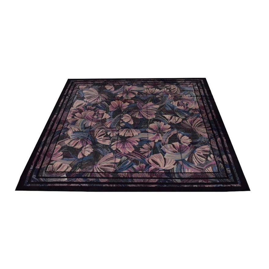 Machine Made Floral Square Rug