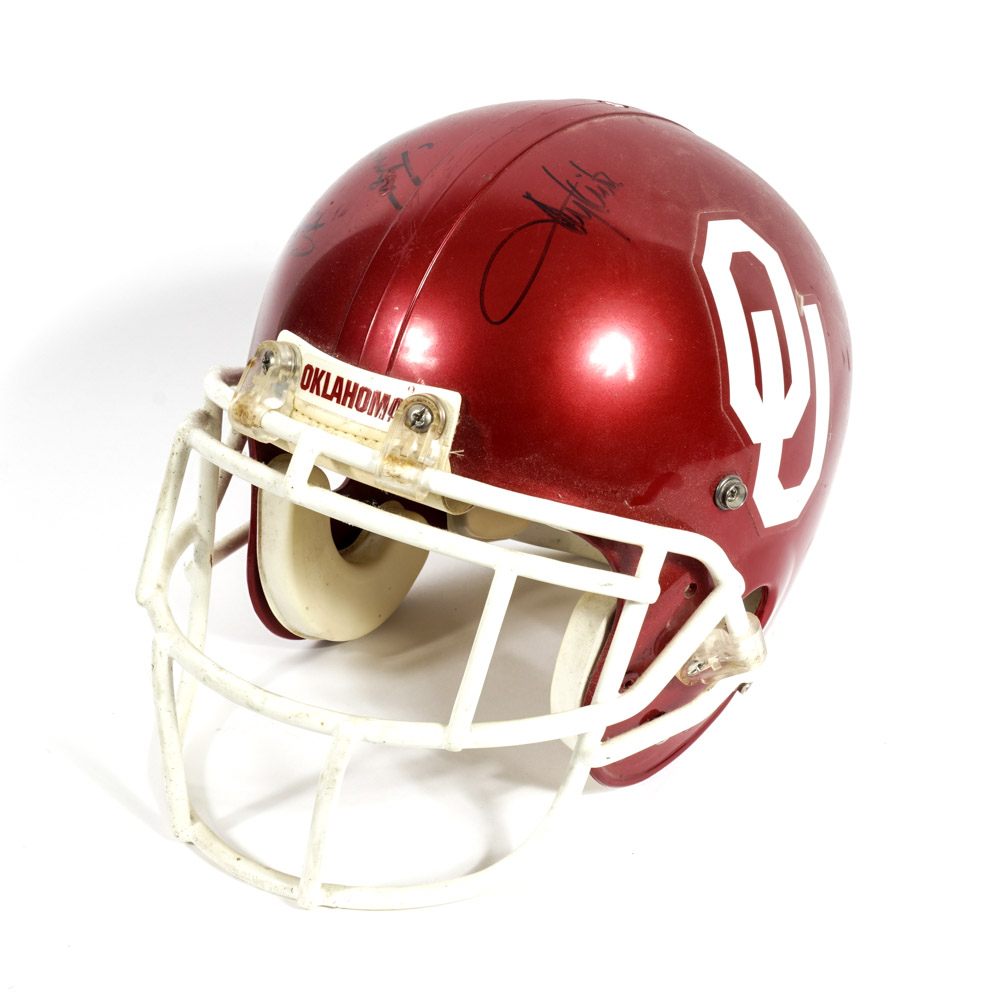 Barry Switzer and Bob Stoops  Autographed Oklahoma Sooners Football Helmet