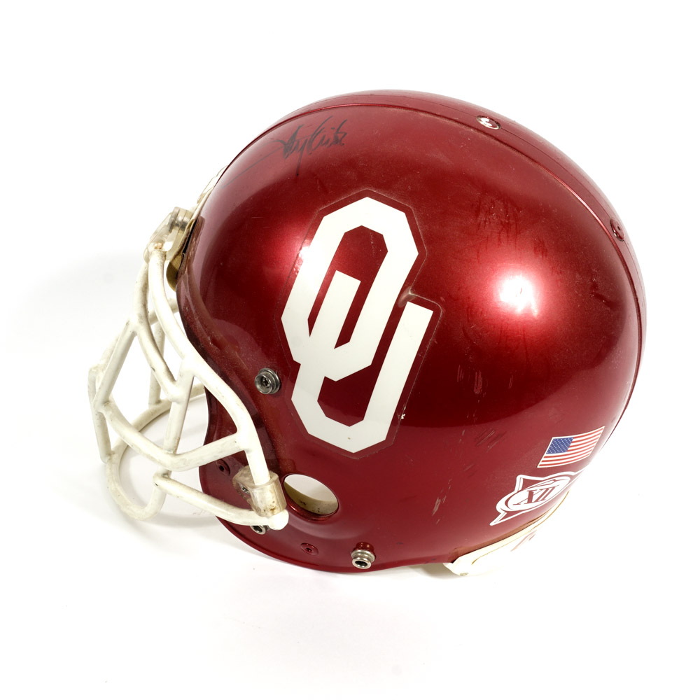 Barry Switzer and Bob Stoops  Autographed Oklahoma Sooners Football Helmet